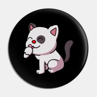 Cute Cat With Red Nose Pin