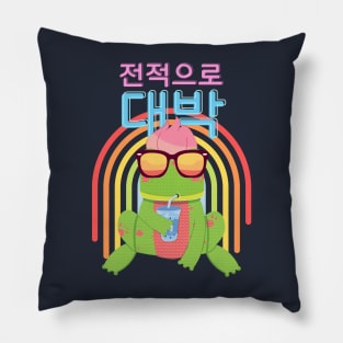 Korean kpop Frog drinking boba tea Pillow