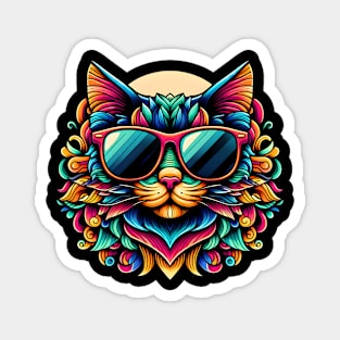Vibrant Colorful Kitty Magnet