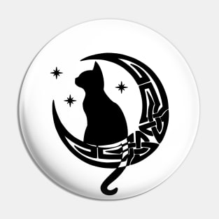 Celtic Moon Cat Pin