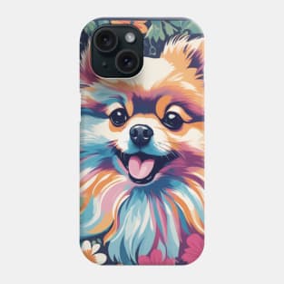 Pomeranian Paradise, cute and colorful Pomeranian with Flowers Phone Case