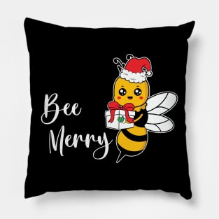 Bee Merry Cute Honey Bee Christmas Pillow