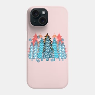 cool leopard pattern christmas trees gift Phone Case