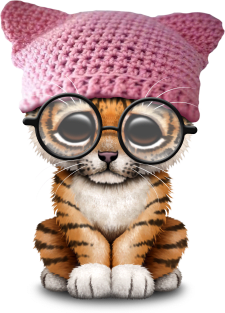 Cute Tiger Cub Wearing Pussy Hat Magnet