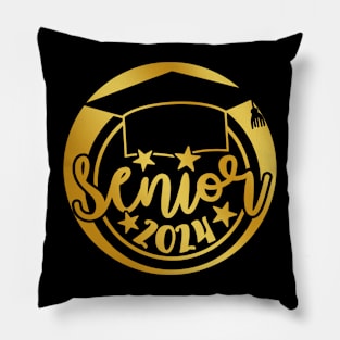 Senior Class 2024 Gold Black School Colors Pillow