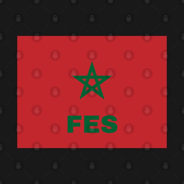 Fes City in Moroccan Flag by aybe7elf