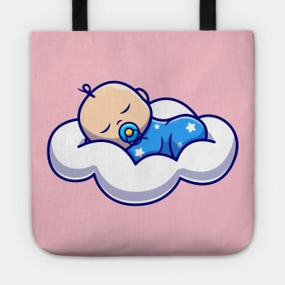 Cute Baby Sleeping On Cloud Pillow Cartoon Tote