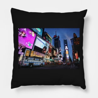 The lights of Times Square at twilight, NYC Pillow