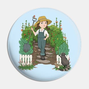 Garden Girl and the Critters Pin