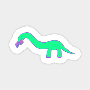 Longneck dinosaur with bisexual pride flag Magnet