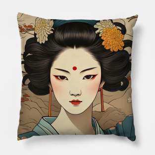 Woman chrysanthemum flower Pillow