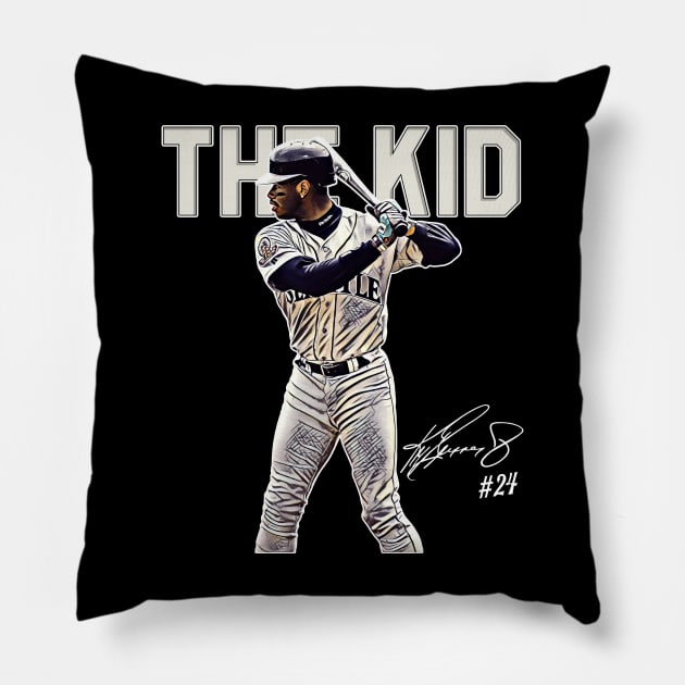 Ken Griffey Jr The Kid Basketball Legend Signature Vintage Retro 80s 90s Bootleg Rap Style Pillow by CarDE