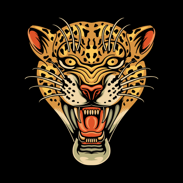 Head leopard tattoo by Abrom Rose