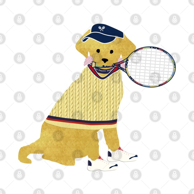 Preppy Golden Retriever Tennis Dog by emrdesigns