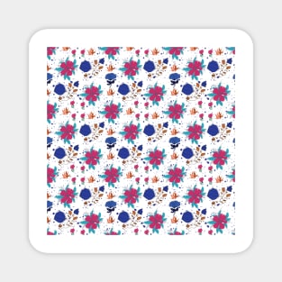 Blue and Pink Floral Pattern Magnet