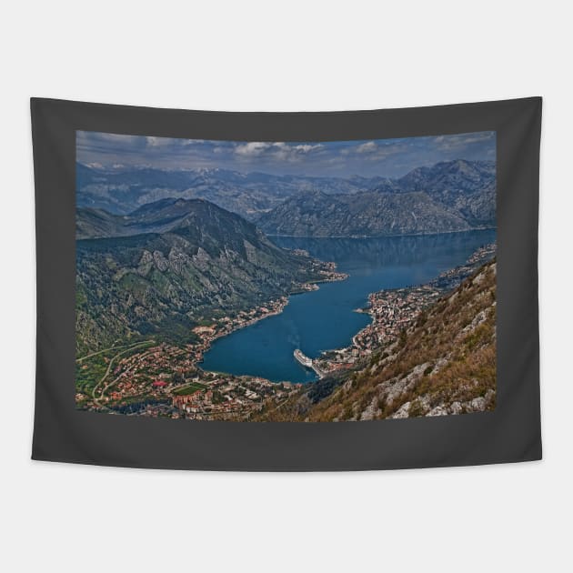 Bay of Kotor, Montenegro Tapestry by vadim19