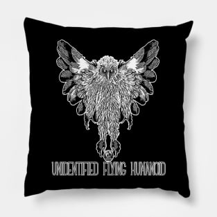 Unidentified Flying Humanoid Mothman Phantom Retro Scary Bird Man Owlman Pillow