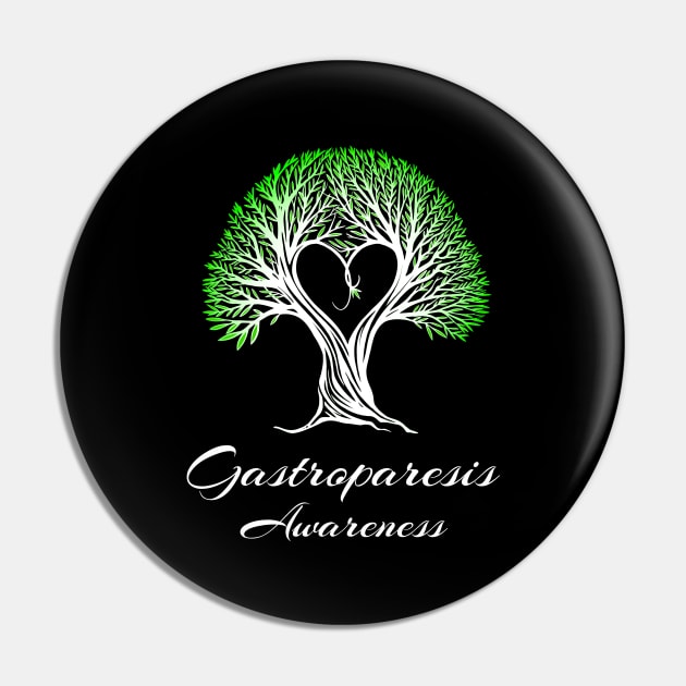 Gastroparesis Awareness Green Ribbon Tree With Heart Pin by MerchAndrey