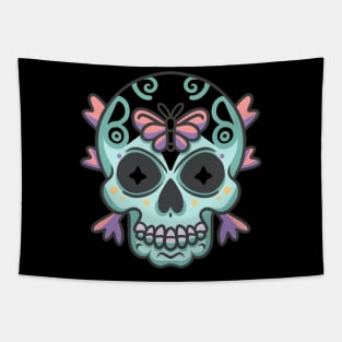 Rainbow Butterfly Skull Tattoo Tapestry