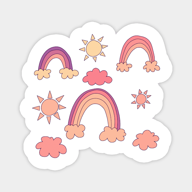 Rainbows and Sunshine - Pink Magnet by monitdesign