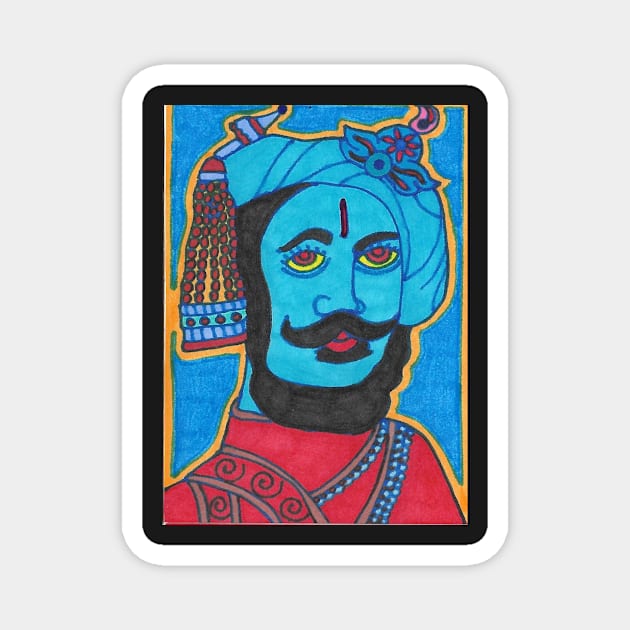 Blue Man with Turban Magnet by JaySnellingArt