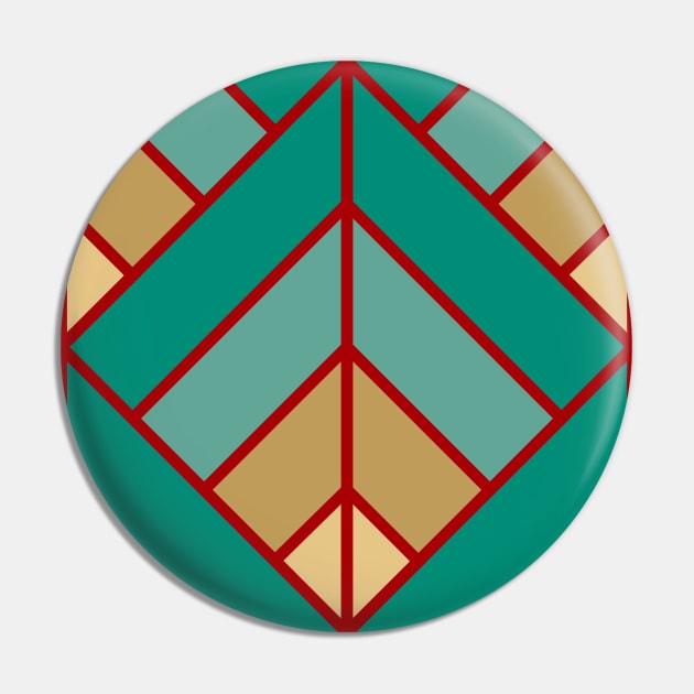 Geometric Pattern: Art Deco Diamond: Turquoise Pin by Red Wolf