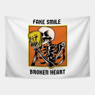 Fake Smile Broken Heart Tapestry