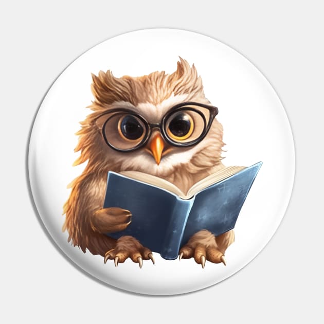 Owl with Book Pin by Chromatic Fusion Studio