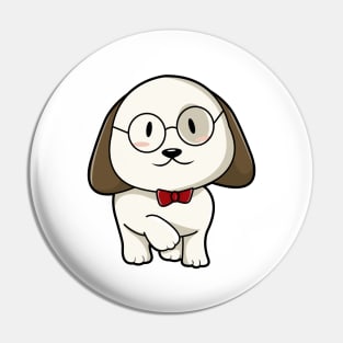 Dog with Tie & Glasses Pin