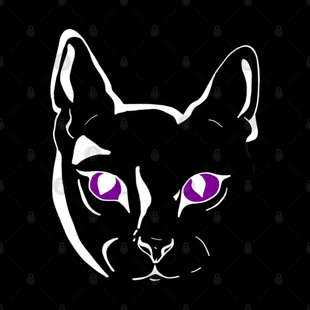 Cat face with purple eyes by RedHeadAmazona