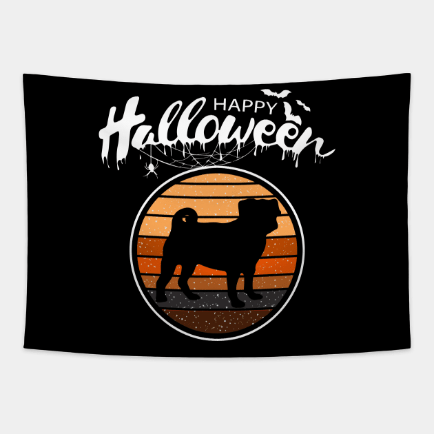 Funny Happy Halloween Beautiful Pug Men Women Kids Gift Tapestry by mlleradrian