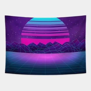 Synthwave Sunset of the 80's Tapestry