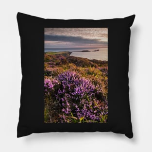 Worms Head and Rhossili Bay from Rhossili Down, Gower, Wales Pillow