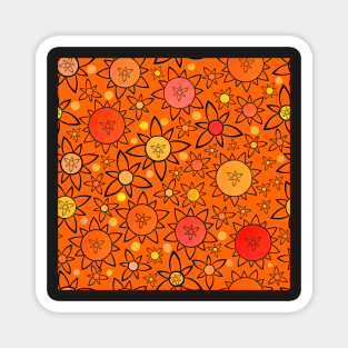 Flower Suns Warm on Dark Orange Repeat 5748 Magnet