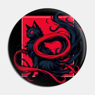 Cool Abstract Art Black Cat Demon Pin