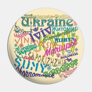 Colorful names of Ukrainian cities Pin