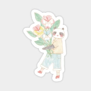 Panda With Flowers Magnet