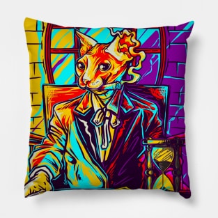 Weird Vintage Cat Artist Pillow