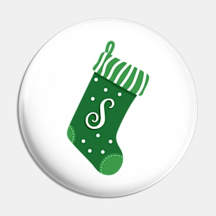 Christmas Stocking with the Letter S Pin