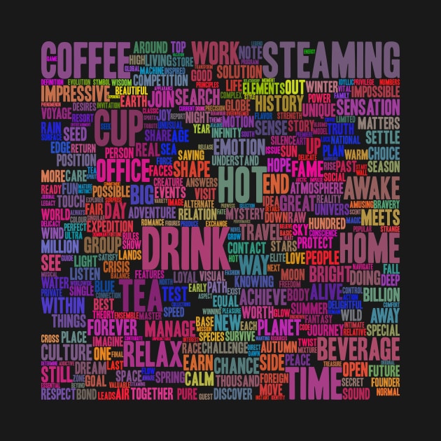 Coffee Tea Cup Pattern Text Word Cloud by Cubebox