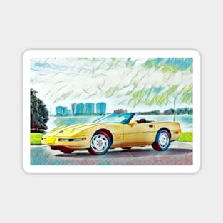 Yellow Chevy Corvette Convertible C4 Magnet