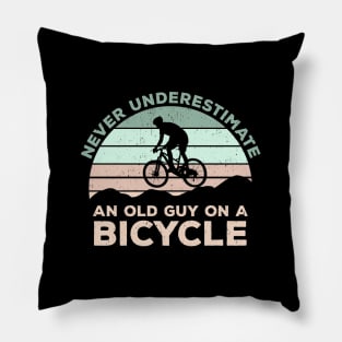 Never Underestimate An old Guy On A Bicycle - Christmas Gift Idea Pillow