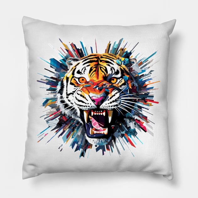 Tiger Animal Freedom World Wildlife Wonder Abstract Pillow by Cubebox