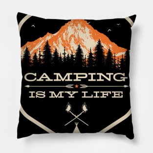 Camping is my Life Camp Counselor graphic - Camping product design Pillow