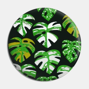 Variegated Monstera Pattern in Gouache-Dark Pin