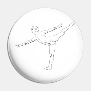 Minimalist Ballet Dancer Line Art - Graceful Arabesque Pin