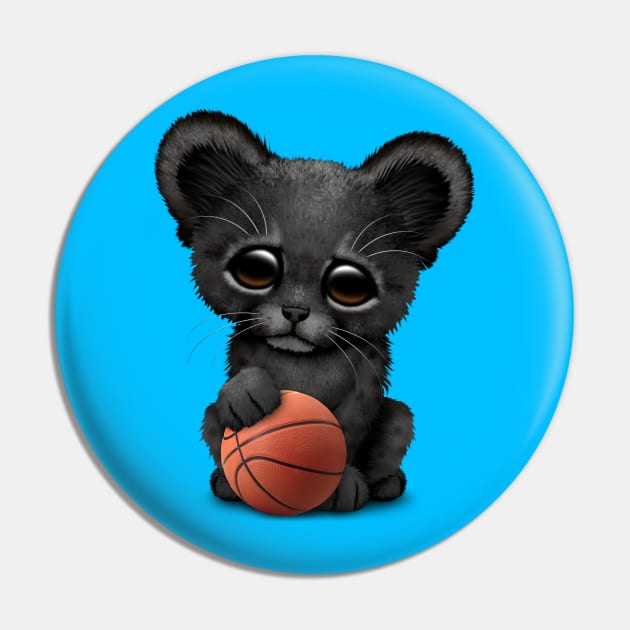 Black Panther Cub Playing With Basketball Pin by jeffbartels