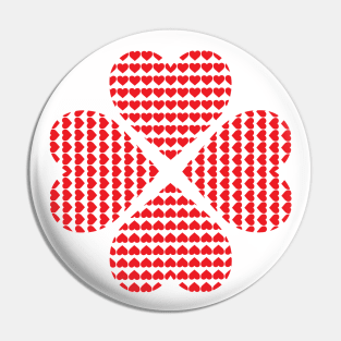 Lucky Clover with Heart (red) Pin