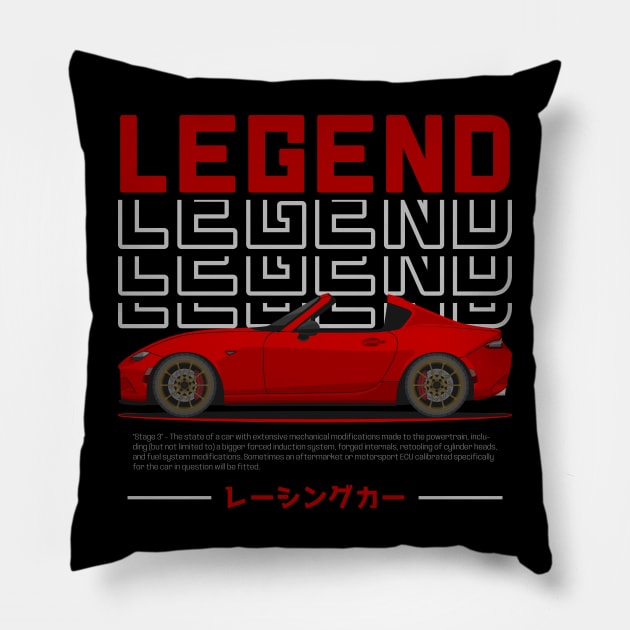 Tuner Red ND Miata Roadster JDM Pillow by GoldenTuners