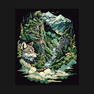 Majestic Wilderness: Lone Wolf and Mountain Landscape for her for him T-Shirt